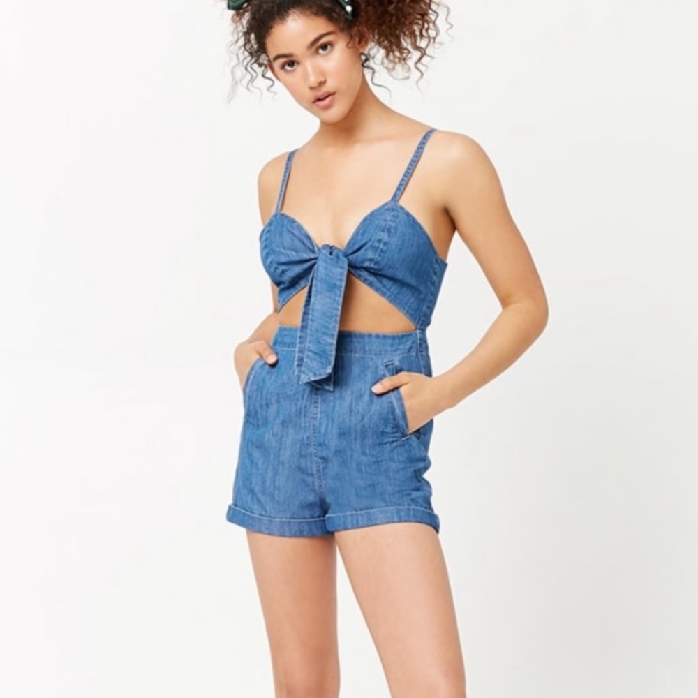 Forever 21 denim romper
